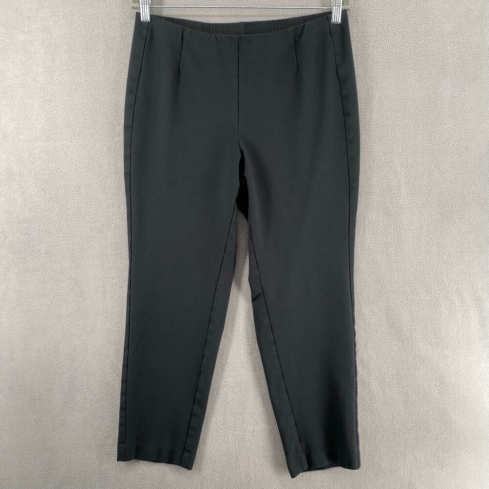J Jill Ponte Slim Leg Pants Womens M Black Elastic Waist Pull On Chic Staple